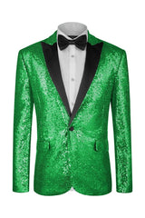 Fashion Green Sequins 2 Piece Men's Prom Suit