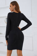 Fashion Sheath Jewel Black Homecoming Dresses Party Dresses with Long Sleeves