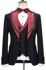 Fitted Peaked Lapel Three Piece Wedding Suit