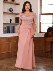 Floor-Length A-Line Princess Scoop Mother of the Bride Dresses with Pleated & Sequins