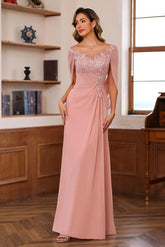 Floor-Length A-Line Princess Scoop Mother of the Bride Dresses with Pleated & Sequins
