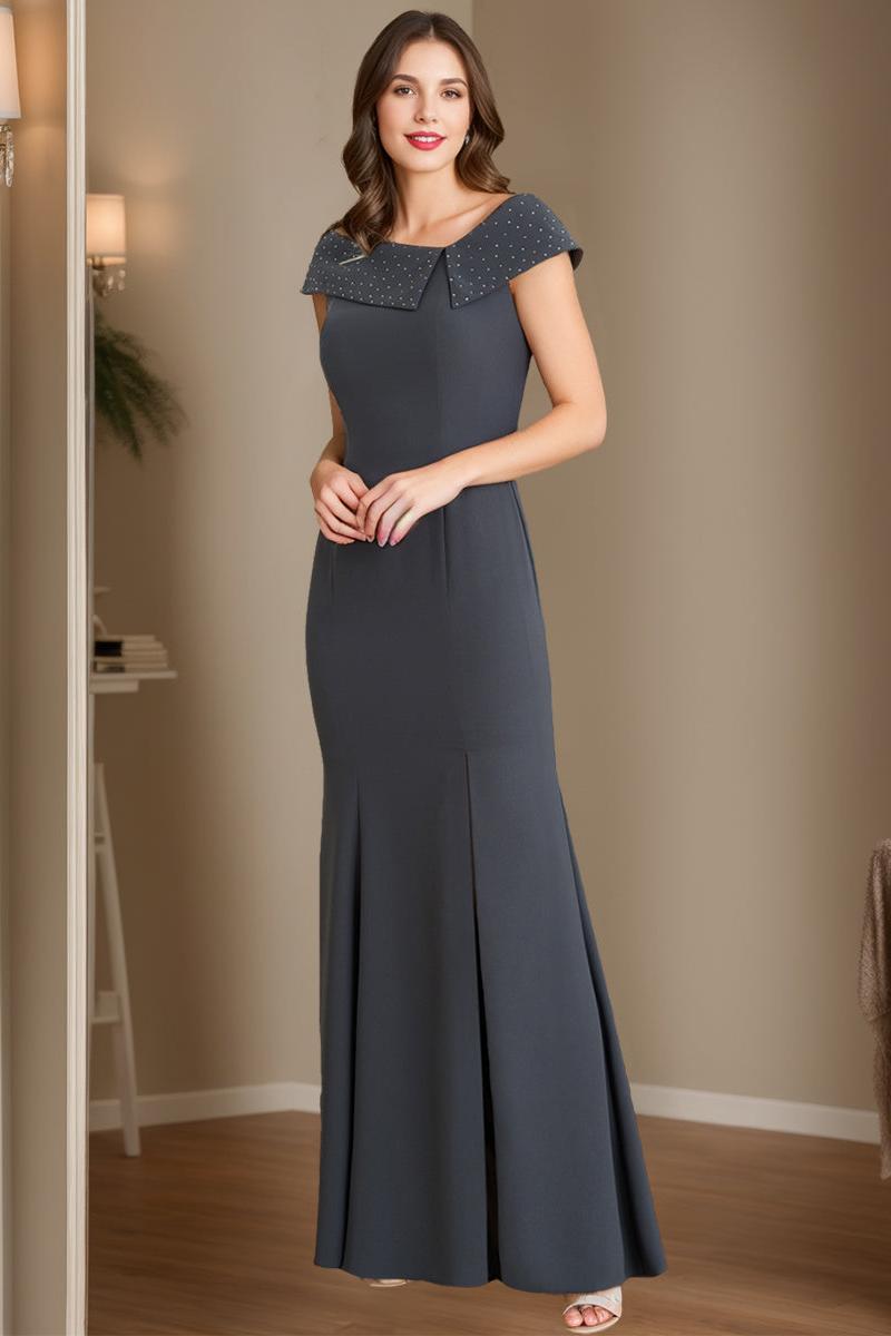Floor-Length Mermaid/Trumpet Mother of the Bride & Groom Dresses with Rhinestone Cowl Neck