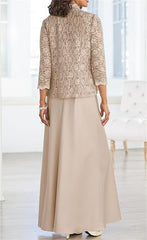 Floor-Length Mother of the Bride Gown with Spaghetti Strap Sheath/Column Design