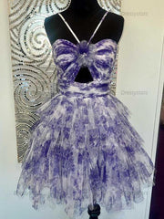 Dressystars Flower A-Line Tiered Tulle Spaghetti Straps Homecoming Dress