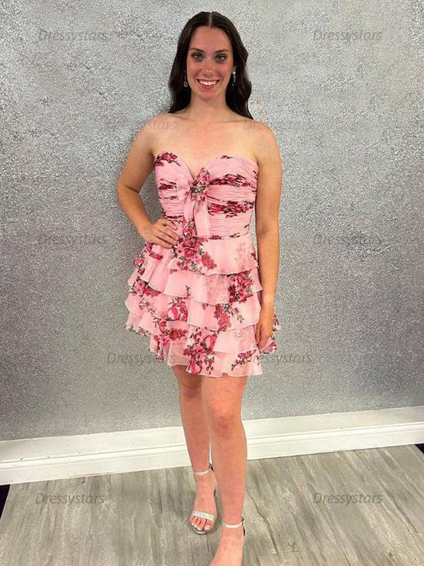 Dressystars Flower A-Line Tiered Tulle Sweetheart Homecoming Dress