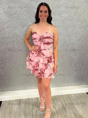 Dressystars Flower A-Line Tiered Tulle Sweetheart Homecoming Dress