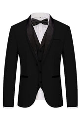 Formal Black 3 Piece Shawl Lapel Men's Wedding Suit