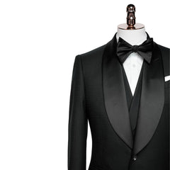 Formal Black Shawl Lapel 3 Piece Wedding Suit