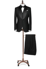 Formal Black Shawl Lapel 3 Piece Wedding Suit