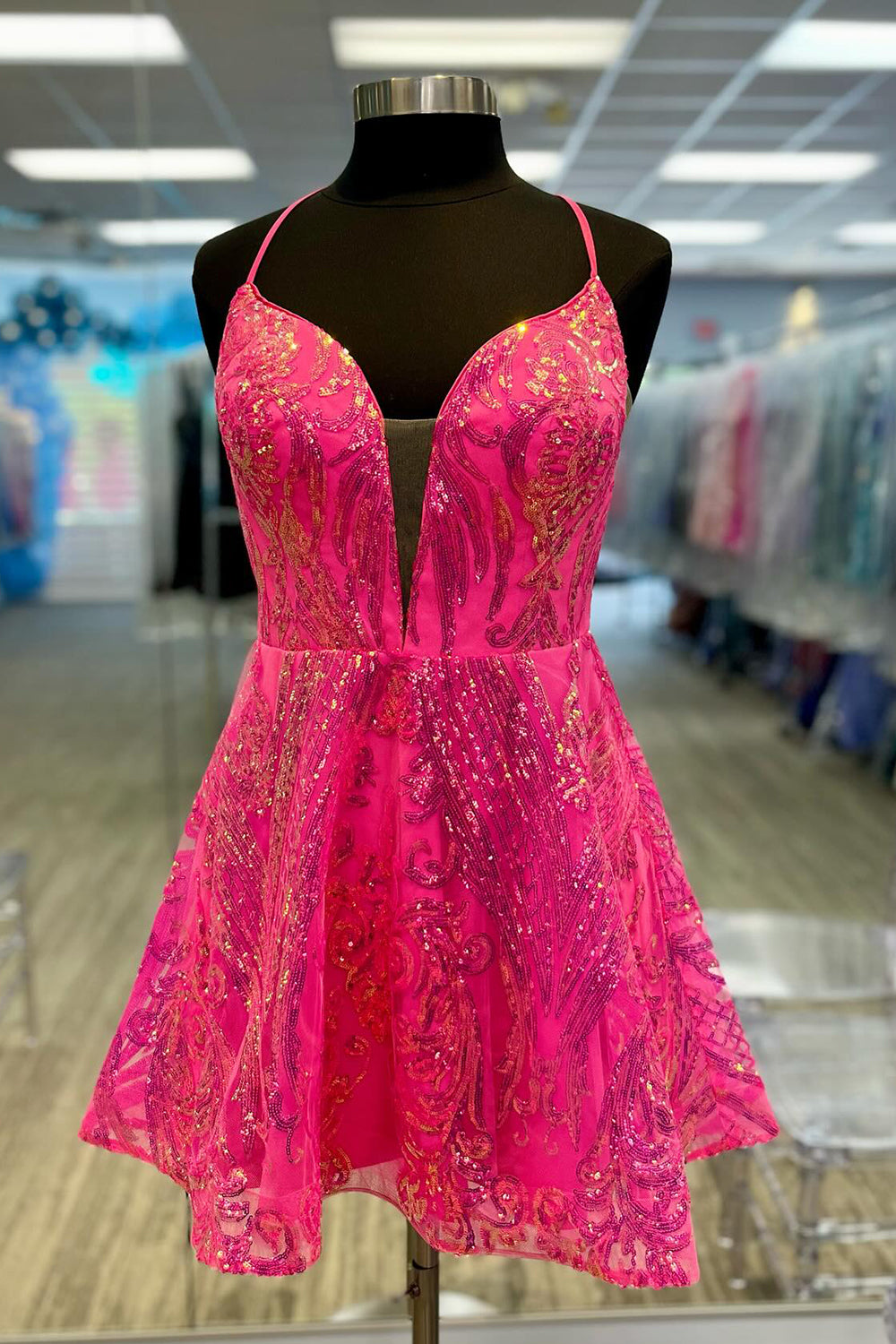 Fuchsia Homecoming Dresses A-Line Backless Short Cocktail Dresses