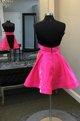 Fuchsia Homecoming Dresses And Black Homecoming Dresses Sweetheart A Line Cocktail Dresses