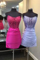 Fuchsia Homecoming Dresses Corset Sweetheart Bodycon Cocktail Dresses