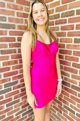 Fuchsia Homecoming Dresses Sequined Lace-Up Back Tight Short Cocktail Dresses