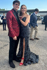 Fuchsia Peak Lapel One Button Men's Prom Blazer