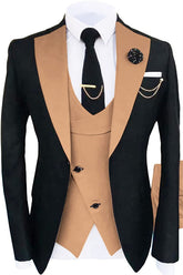 Glamorous Khaki Shawl Lapel 3 Piece Prom Suit for Men