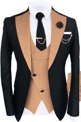 Glamorous Khaki Shawl Lapel 3 Piece Prom Suit for Men