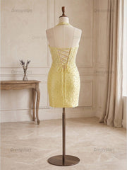 Dressystars Glamorous Yellow Pearl Beaded Corset Short Homecoming Dresses