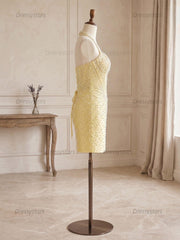 Dressystars Glamorous Yellow Pearl Beaded Corset Short Homecoming Dresses