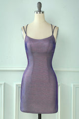 Glitter Tight Purple Homecoming Dresses Cocktail Dresses