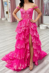 Gold Prom Dress Princess A Line Off the Shoulder Corset with Lace Ruffles Evening Dress