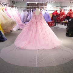 Gorgeous Quinceanera Dress With Cape Pink Color Sexy Appliques Bead Formal 16 Year Party Ball Gown Dress