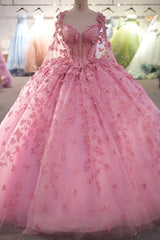 Gorgeous Quinceanera Dress With Cape Pink Color Sexy Appliques Bead Formal 16 Year Party Ball Gown Dress