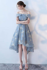 Gray Homecoming Dress Blue Lace Short Party Cocktail Dress