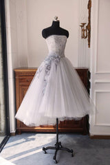 Gray Homecoming Dress Sweetheart Neck Tulle Short Party Cocktail Dress