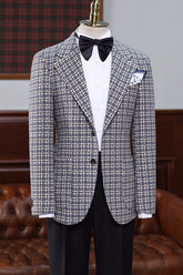 Gray Plaid Notched Lapel Prom Suit for Men