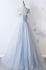 Gray Prom Dress Sweetheart Tulle Long Formal Evening Dress