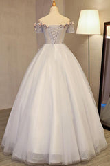 Ivory Prom Dress Tulle Appliques Long Sweet 16 Dress Evening Dress