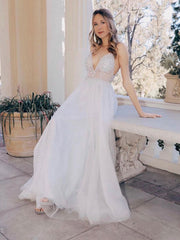 Gray Prom Dress V Neck Tulle Long Formal Evening Dress