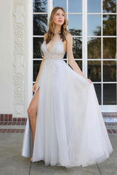 Gray Prom Dress V Neck Tulle Long Formal Evening Dress