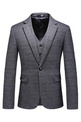 Gray Three Piece Notched Lapel Business Suit for Men