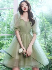 Green Homecoming Dress Tulle Short Party Cocktail Dress