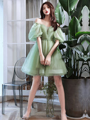 Green Homecoming Dress Tulle Short Party Cocktail Dress
