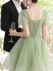 Green Homecoming Dress Tulle Short Party Cocktail Dress