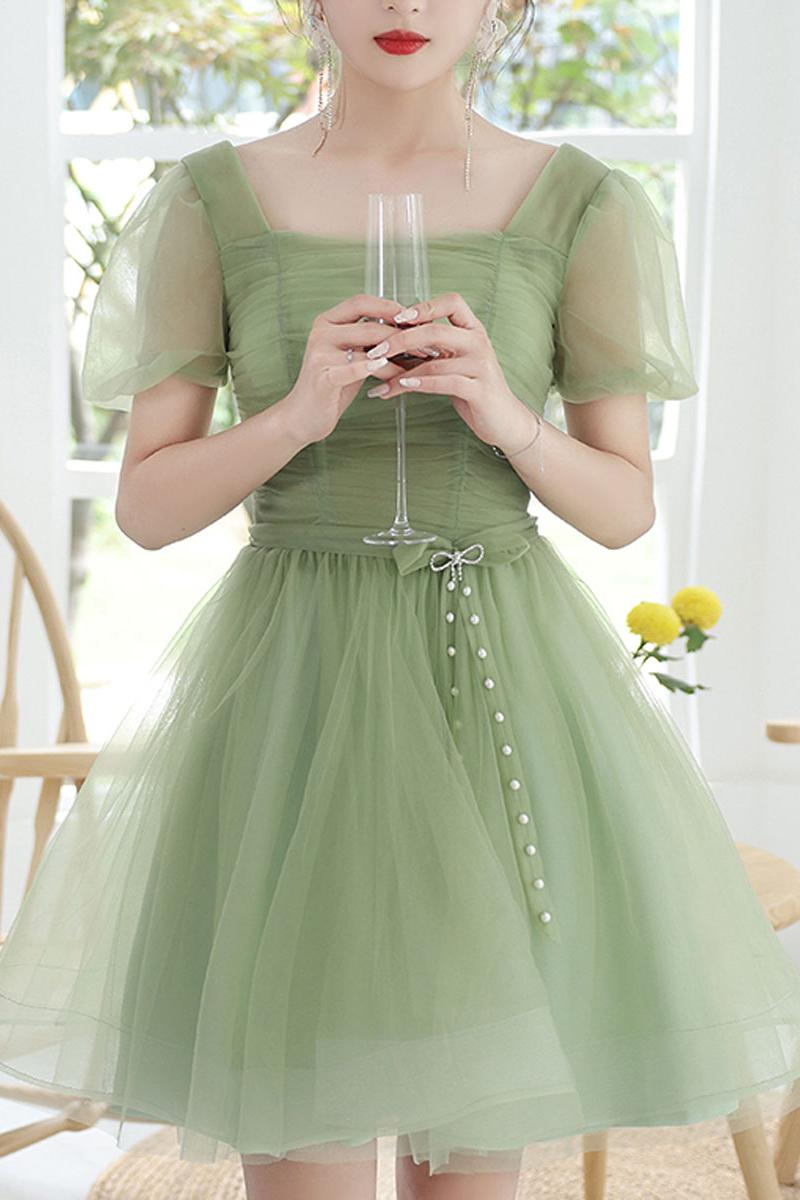 Green Homecoming Dress Tulle Short Party Cocktail Dress