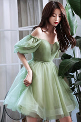 Green Homecoming Dress Tulle Short Party Cocktail Dress