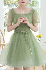Green Homecoming Dress Tulle Short Party Cocktail Dress
