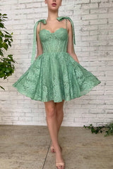Green Homecoming Dresses Sweetheart Cocktail Dresses with Appliques
