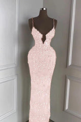 Green Mermaid Prom Dress Sleeveless Spaghetti Straps Formal Dress With Beadings and Rhinestones