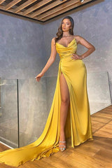 Green Mermaid Prom Dress Sleeveless Strapless Satin Formal Dress