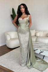Green Mermaid Prom Dress Sweetheart Formal Dress With Sequins