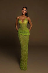 Green Mermaid Prom Dress Sweetheart Sleeveless Formal Dress With Sequins