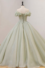 Green Prom Dress A Line Long Tulle Sweet 16 Dress with Beading and Sequins Evening Dress
