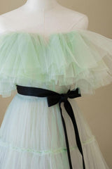 Green Prom Dress A Line Tulle Long Formal Dress Evening Dress