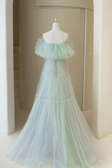 Green Prom Dress A Line Tulle Long Formal Dress Evening Dress