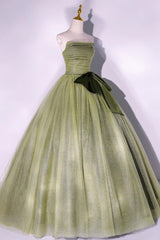 Green Prom Dress A Line Tulle Long Formal Evening Dress