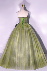 Green Prom Dress A Line Tulle Long Formal Evening Dress